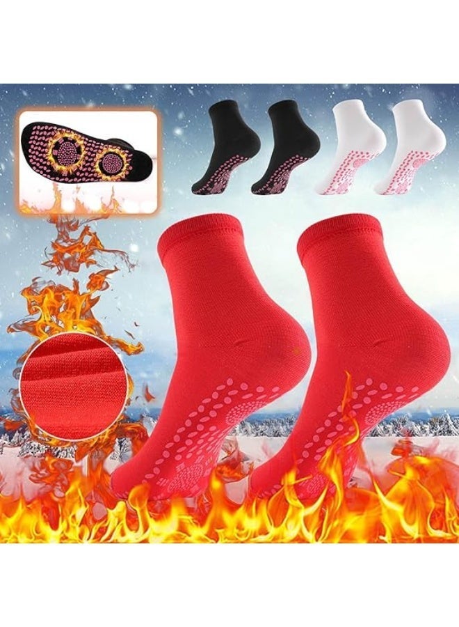 Self-heating Socks 4 Pairs of Foot Warmer Feet Warm anti-cold Winter Antifreeze Socks Acupoint Massage Reflective Heat for Winter | Pressure Warming for Outdoor Skiing, Hiking, Camping - Image 1